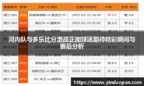 河内队与多乐比分激战正酣球迷期待精彩瞬间与赛后分析